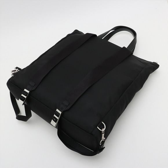 Prada Tessuto Nylon Leather Backpack Rucksack Black - Picture 7 of 8